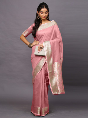 Tasrika Woven Tant Linen Saree(Pink)