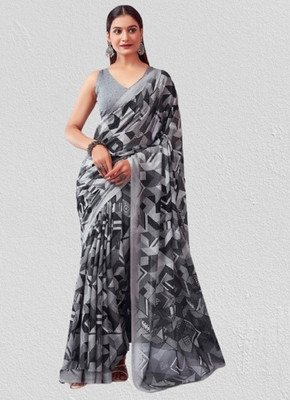 STYLEVEDA Printed Bollywood Georgette Saree(Grey)