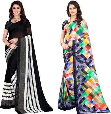 Leelavati Printed Daily Wear Georgette Saree(Pack of 2, Multicolor)
