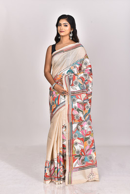 Ramshyam Collection Woven Kantha Pure Silk Saree(Multicolor)