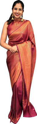 Pritam Woven Banarasi Silk Blend Saree(Maroon)