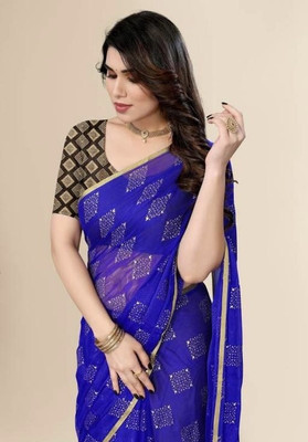 TOXEGO Self Design Daily Wear Chiffon Saree(Blue)
