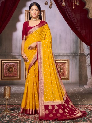 Divastri Woven Kanjivaram Georgette Saree(Yellow)