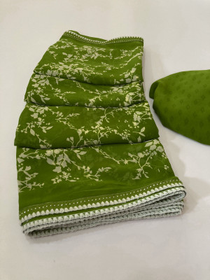 BORANA Floral Print Bollywood Georgette Saree(Green)