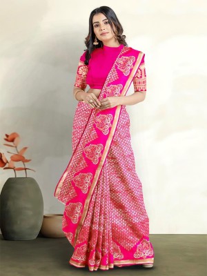 Kalamandir Woven Bollywood Silk Blend Saree(Pink)