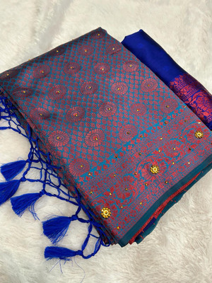 Banaras silk palace Woven Banarasi Jacquard Saree(Light Blue)