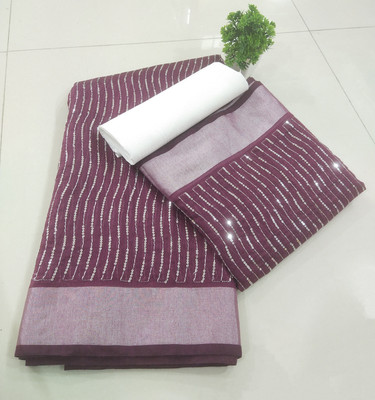 Druxy Embroidered Leheria Chanderi, Cotton Silk Saree(Purple)