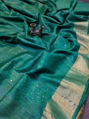 govind handloom Embellished Bollywood Silk Blend Saree(Green)