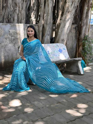 Amavii Printed Bollywood Georgette Saree(Light Blue)