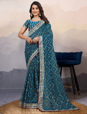 REVA ENTERPRISE Embroidered Daily Wear Georgette Saree(Purple)