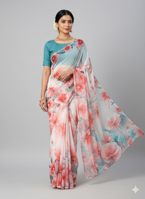 SHILPKALA Floral Print Bollywood Georgette Saree(Multicolor)