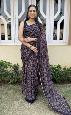 Julee Printed Bollywood Chiffon Saree(Purple)