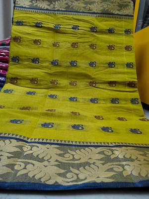 Ghosh handloom Self Design Tant Pure Cotton Saree(Gold)