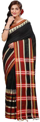 ANAMIKA Store Striped Handloom Cotton Blend Saree(Black)