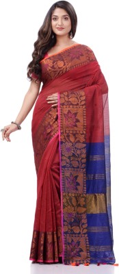 Desh Bidesh Woven Handloom Pure Cotton Saree(Red)