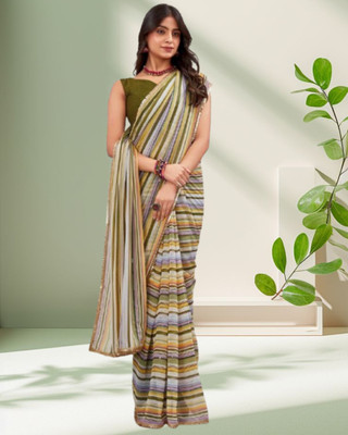 Jayu Digital Print Bandhani Georgette Saree(Green)