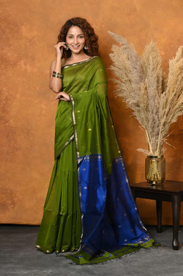 Aldwych Woven Banarasi Silk Blend Saree(Green)