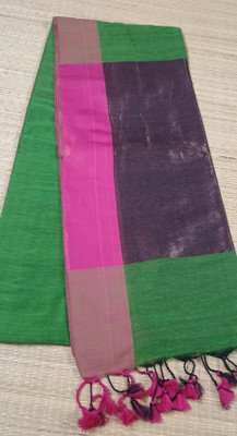 Sandhyatara Solid/Plain Handloom Pure Cotton Saree(Light Green)