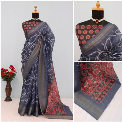 PARI DESIGNER Digital Print Banarasi Silk Blend Saree(Grey)