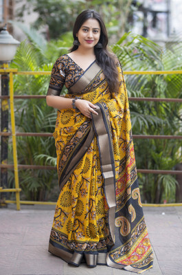 SWARAALI Printed Daily Wear Crepe Saree(Green)