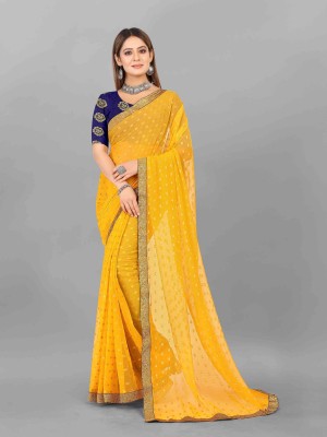 Divastri Woven Bollywood Chiffon Saree(Yellow)