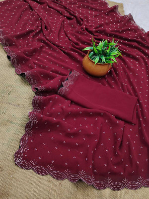 Truestyle Self Design Daily Wear Georgette Saree(Maroon)