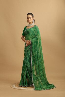Damru trendz Digital Print Bollywood Georgette Saree(Green)