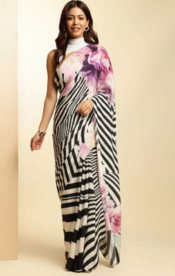 STAVA CREATION Printed Bollywood Pure Silk Saree(Black)