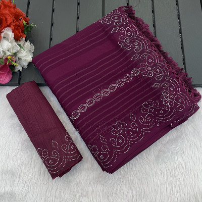 Pionex Self Design Bollywood Georgette Saree(Purple)