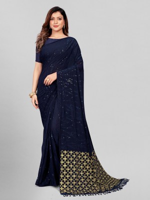 Granthva Fab Embroidered Bollywood Georgette Saree(Blue)