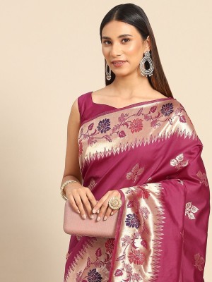 ANOUK Woven Banarasi Silk Blend Saree(Maroon)