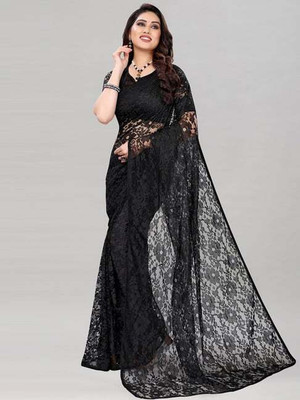 HouseOfCommon Embellished Bollywood Net Saree(Black)