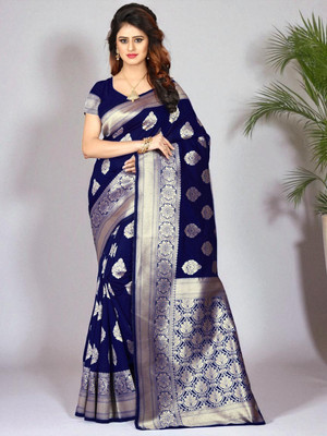 LERYZA Woven Banarasi Jacquard Saree(Blue)