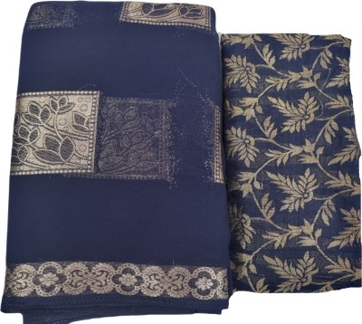 SainiVastra Woven Handloom Georgette Saree(Blue)