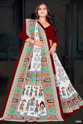 Tareninx Printed Sambalpuri Pure Cotton Saree(Multicolor)