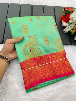 GATISHVAM TEXTILE Woven Banarasi Art Silk Saree(Light Green)