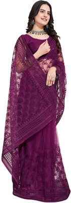 Julee Embroidered Bollywood Net Saree(Purple)