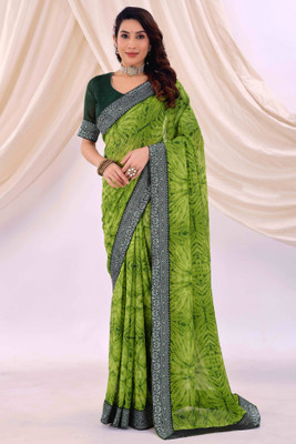 Suali Self Design Bollywood Georgette Saree(Green)
