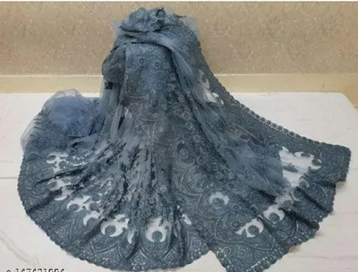 GALANI ENTERPRISE Embroidered Bollywood Net Saree(Grey)