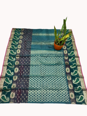 tdandsons Woven, Geometric Print, Self Design Bollywood Silk Blend Saree(Green)