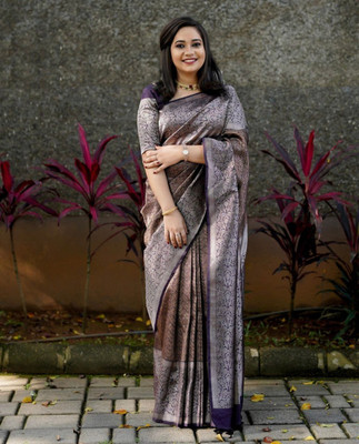 Bansari Textiles Woven Daily Wear Jacquard, Art Silk Saree(Blue)