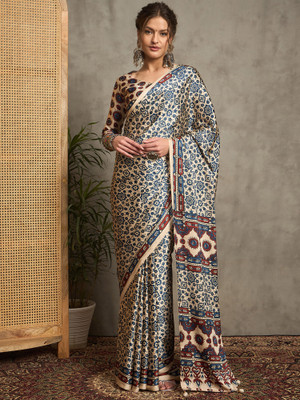 Sareemall Printed Hand Batik Crepe Saree(Multicolor)