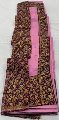 Vichitra Solid/Plain Bollywood Silk Blend Saree(Pink)