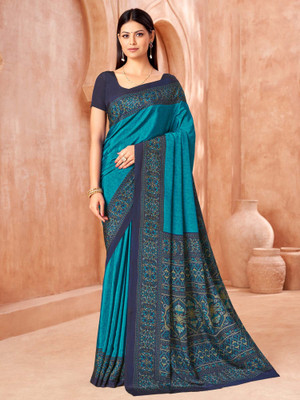 Divastri Printed Chinnalapattu Crepe Saree(Blue)