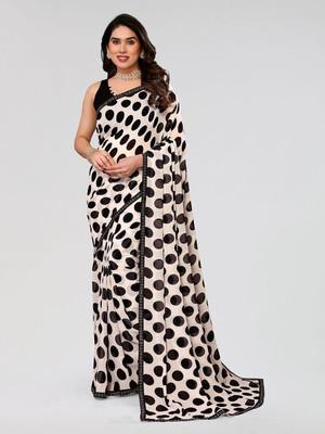 Moda Rapido Embellished, Printed, Self Design Bollywood Georgette Saree(White)
