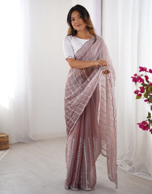 Satrani Embroidered, Embellished Bollywood Jimmy choo, Chiffon Saree(Purple)