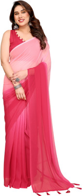 PERI FASHION Color Block Bollywood Georgette Saree(Pink)