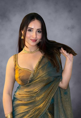 Croza Solid/Plain Bollywood Silk Blend Saree(Mustard)