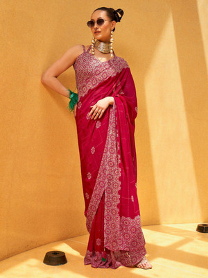 ANOUK Printed Daily Wear Georgette Saree(Pink)