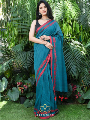 ACHOL Solid/Plain Handloom Pure Cotton Saree(Light Green)
